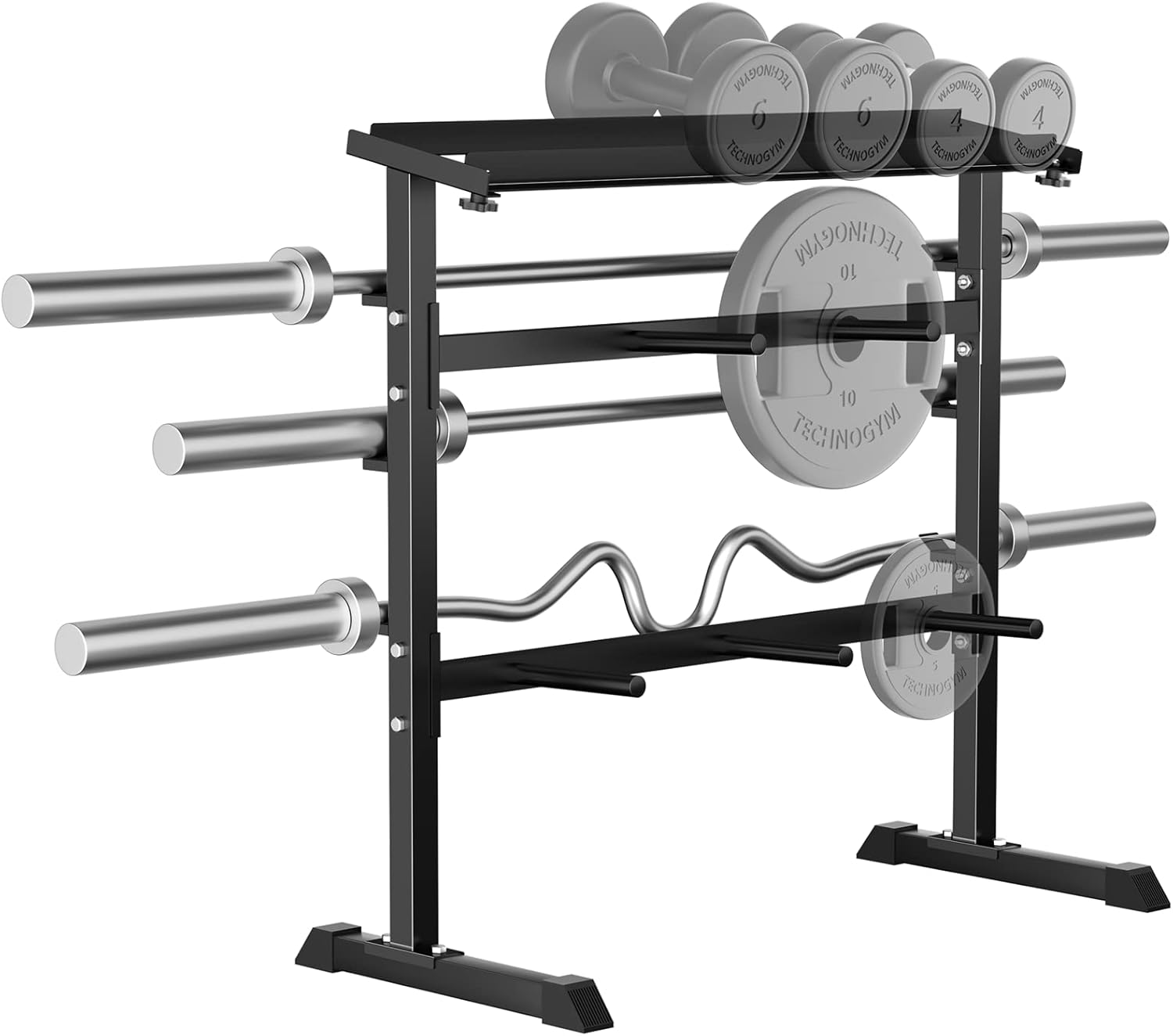 Home Gym Usa - ホームジム筋力トレーニングウェイト収納ラック - 金属製、黒色、コンパクトデザイン