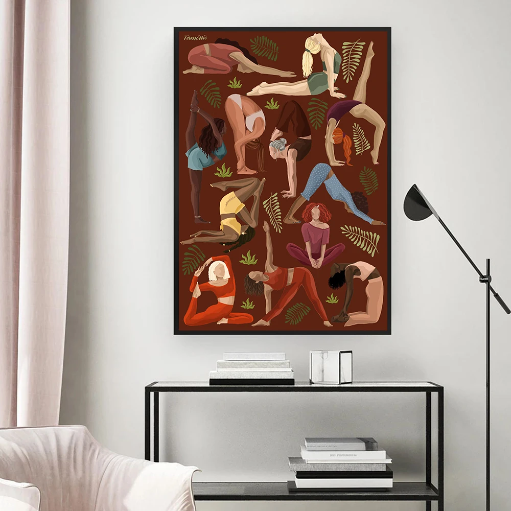 Home Gym York - ヴィンテージヨガ移動ポスターキャンバスアートプリントヨガルームの壁の装飾女の子フィットネスギフトジムレトロ絵画写真家の装飾のため