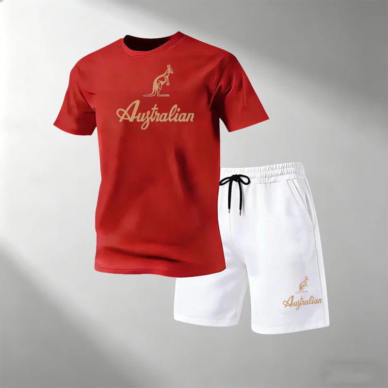 Home Gym Full Body - メンズフィットネス Tシャツセット通気性速乾半袖 + スポーツショーツ夏カジュアルラウンドネックスーツホットセールストリート