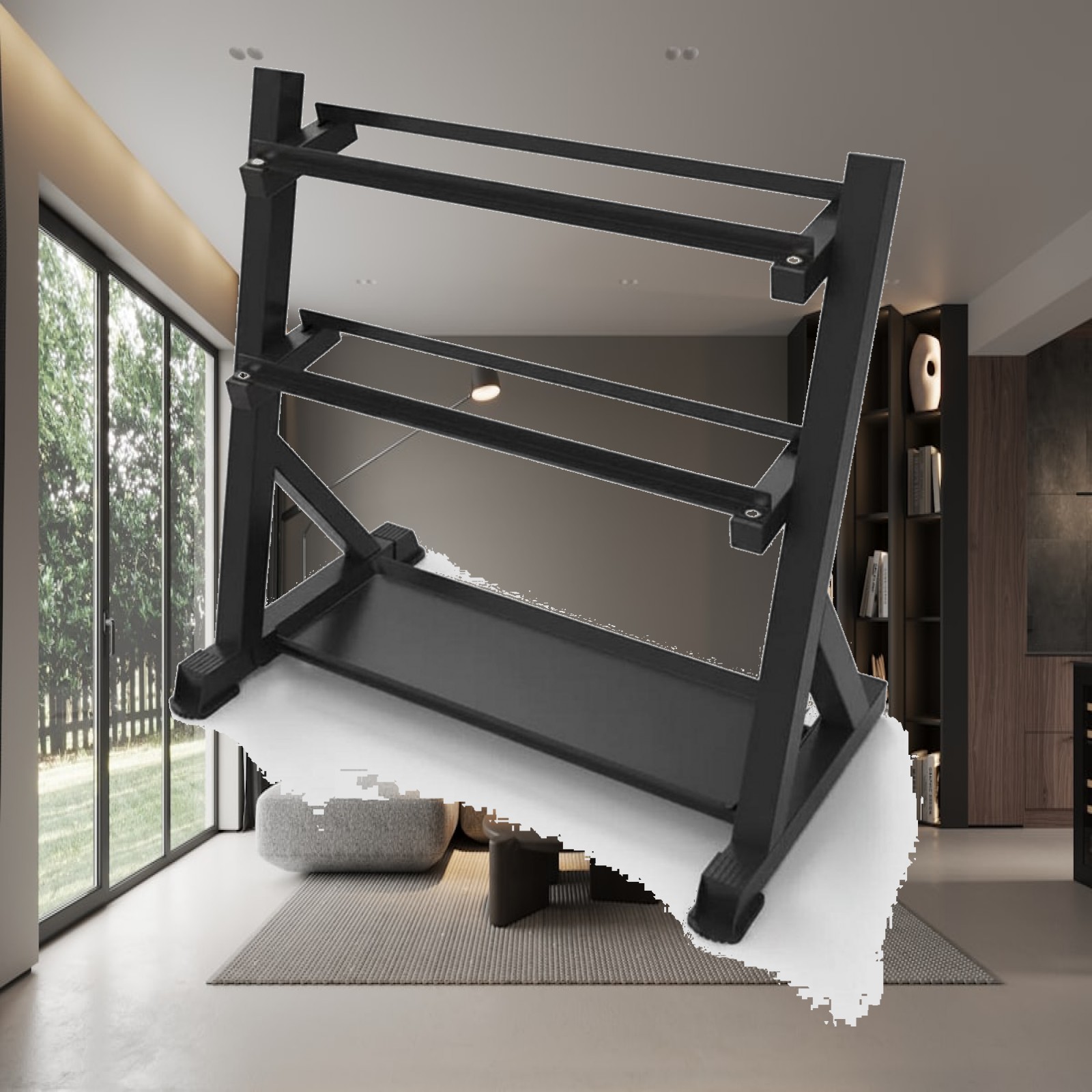 Home Gym Usa - 3段式ダンベルラック、省スペースの六角形ダンベルラック、ホームジムユーザー向けの頑丈な製品。