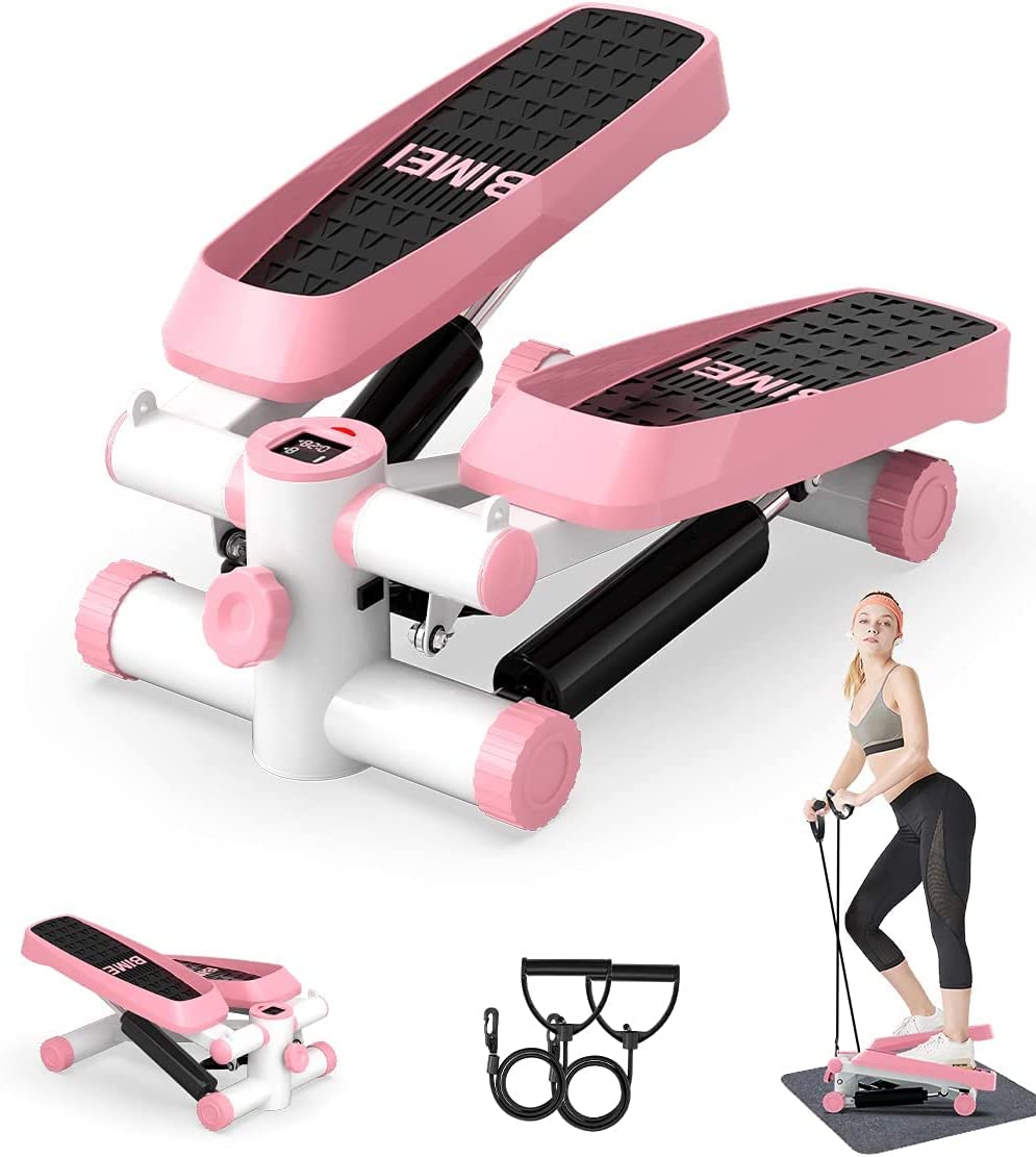 Home Gym Mini - ポータブルホームジムミニフィットネスステッパー、LCDディスプレイと抵抗バンド付きエクササイズマシン、ワークアウトプログラム搭載