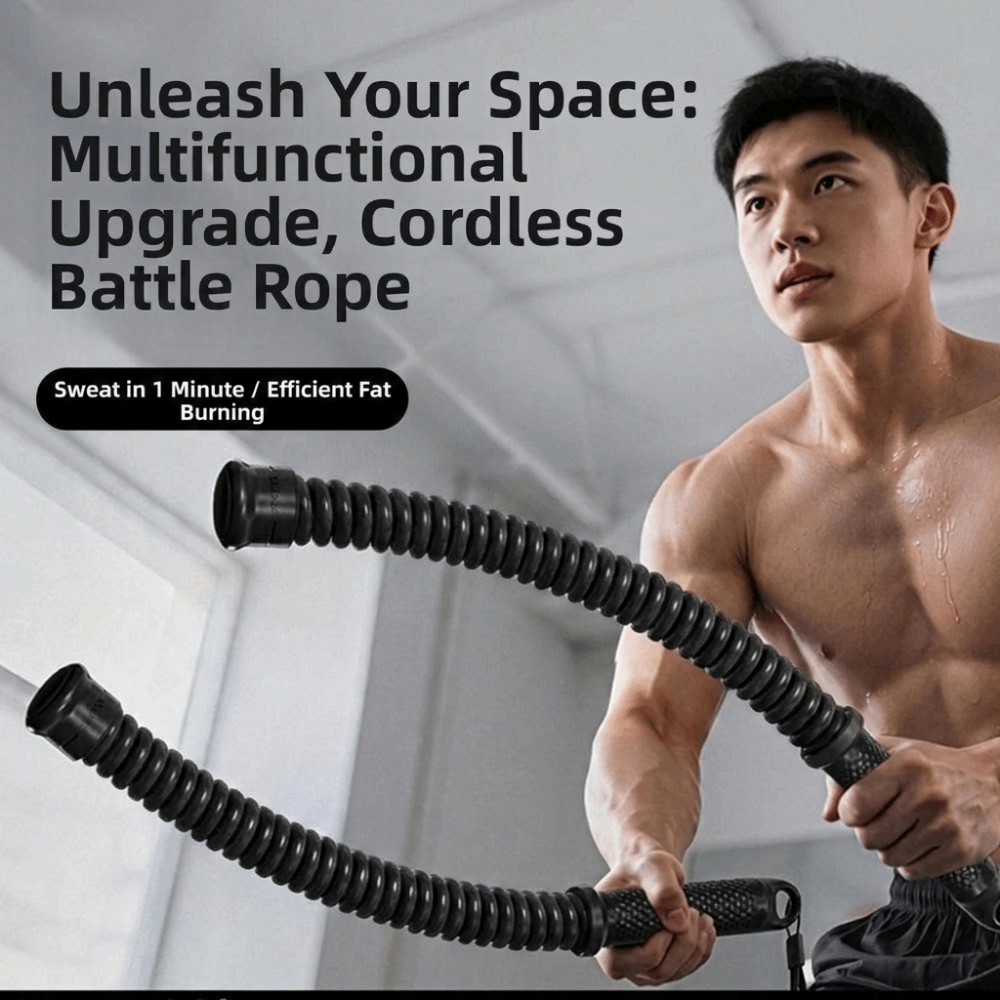 Battle Rope Heavy - 2個入り 滑り止めハンドル付き コードレスバトルロープ ポータブル人間工学に基づいたグリップ スプリングアームエキスパンダー ヘビーデューティー多機能