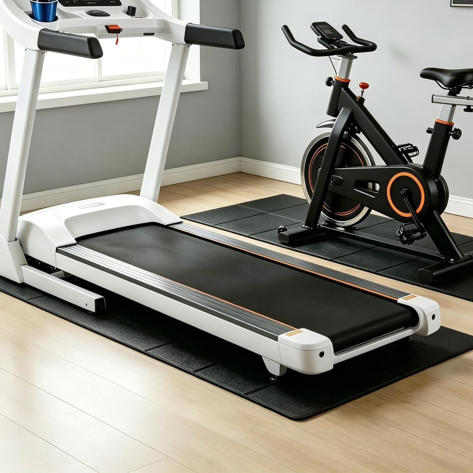 Home Gym Equipments - トレッドミルパッド床用ノンスリップ振動吸収防水トレッドミルフロアマット機器パッドホームジムオフィス屋内用