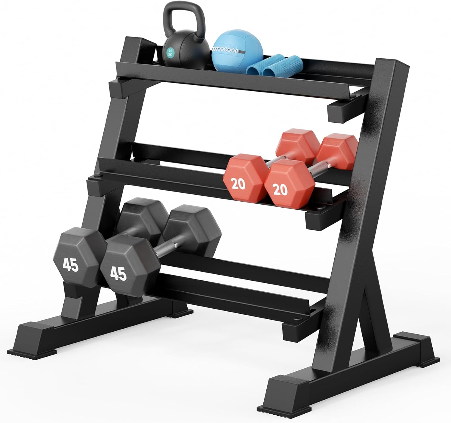 Home Gym Usa - ホームジムダンベルラック、3段＆5段、コンパクト、耐荷重1100ポンド、頑丈なスチール製