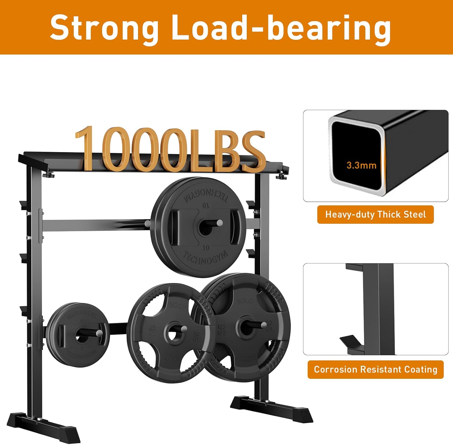 ホームジム筋力トレーニングウェイト収納ラック - 金属製、黒 - Home Gym Usa のレビューと価格