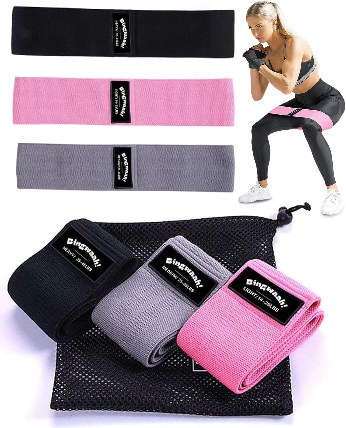 女性と男性のためのファブリックレジスタンスバンド - 調整可 - Resistance Loop Mini Band のレビューと価格