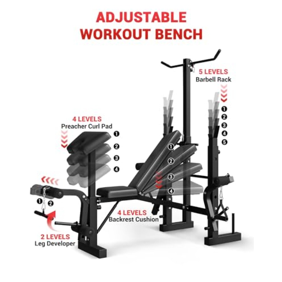 ホームジム8in1折りたたみ式ウェイトベンチセット（プリチャ - Home Gym Leg Extension のレビューと価格