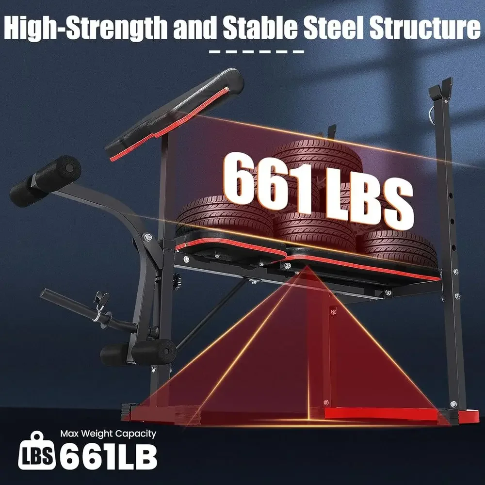 8in1調整可能なウェイトベンチ（スクワットラック、レッグエ - Home Gym Leg Extension のレビューと価格