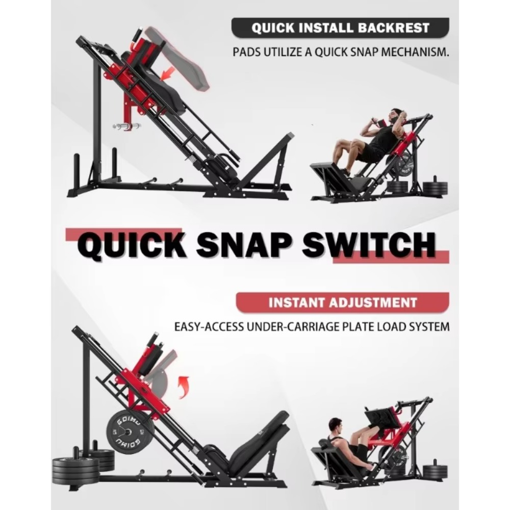 3-in-1レッグプレスハックスクワットマシン、背中サポート - Home Gym Quad Machine のレビューと価格