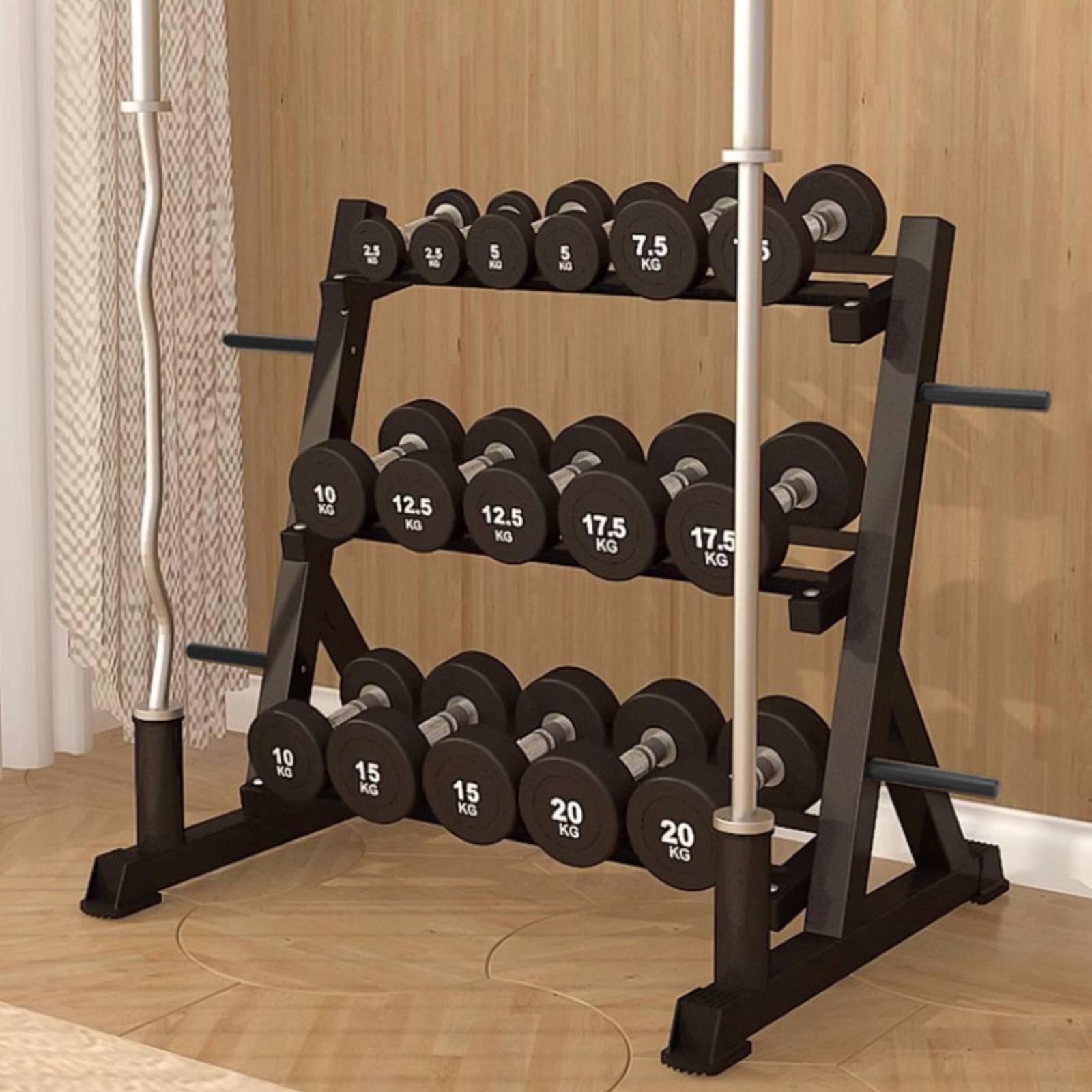 3段式ダンベルラック、省スペースの六角形ダンベルラック、ホー - Home Gym Usa のレビューと価格