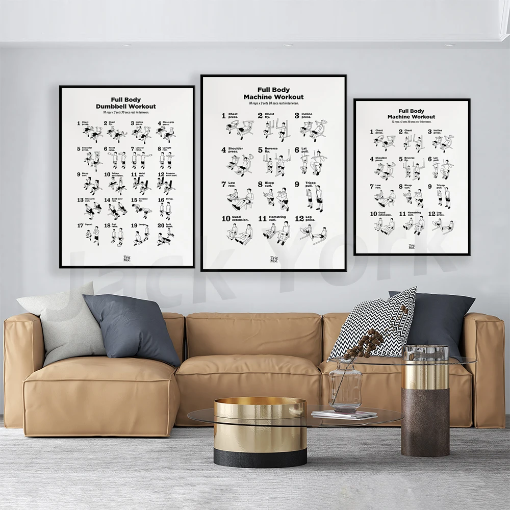 ダンベルトレーニングポスター、ジムポスター、ジムの壁飾り、ホ - Home Gym York のレビューと価格