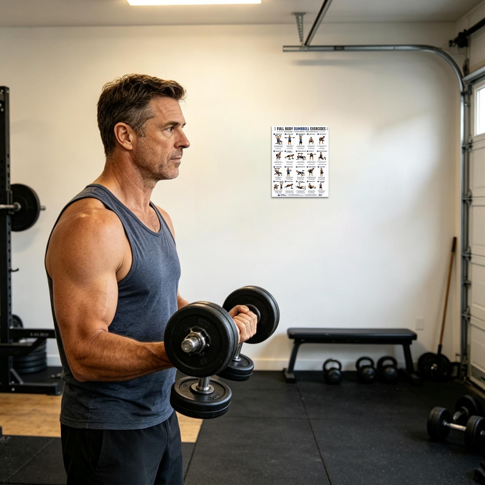 ダンベルエクササイズポスター 2枚セット 全身筋力トレーニン - Workout Plan Home Gym のレビューと価格