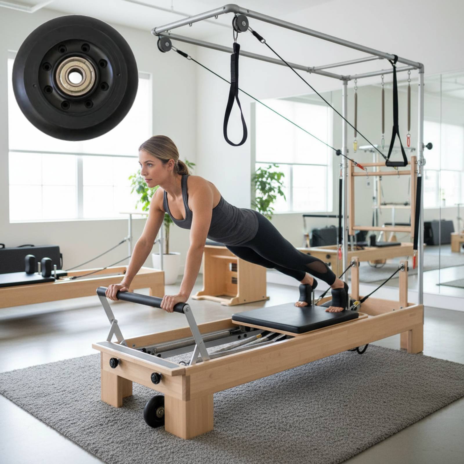 ピラティス リフォーマー ホイール ブラック 女性用 メンテ - Home Gym Pilates のレビューと価格