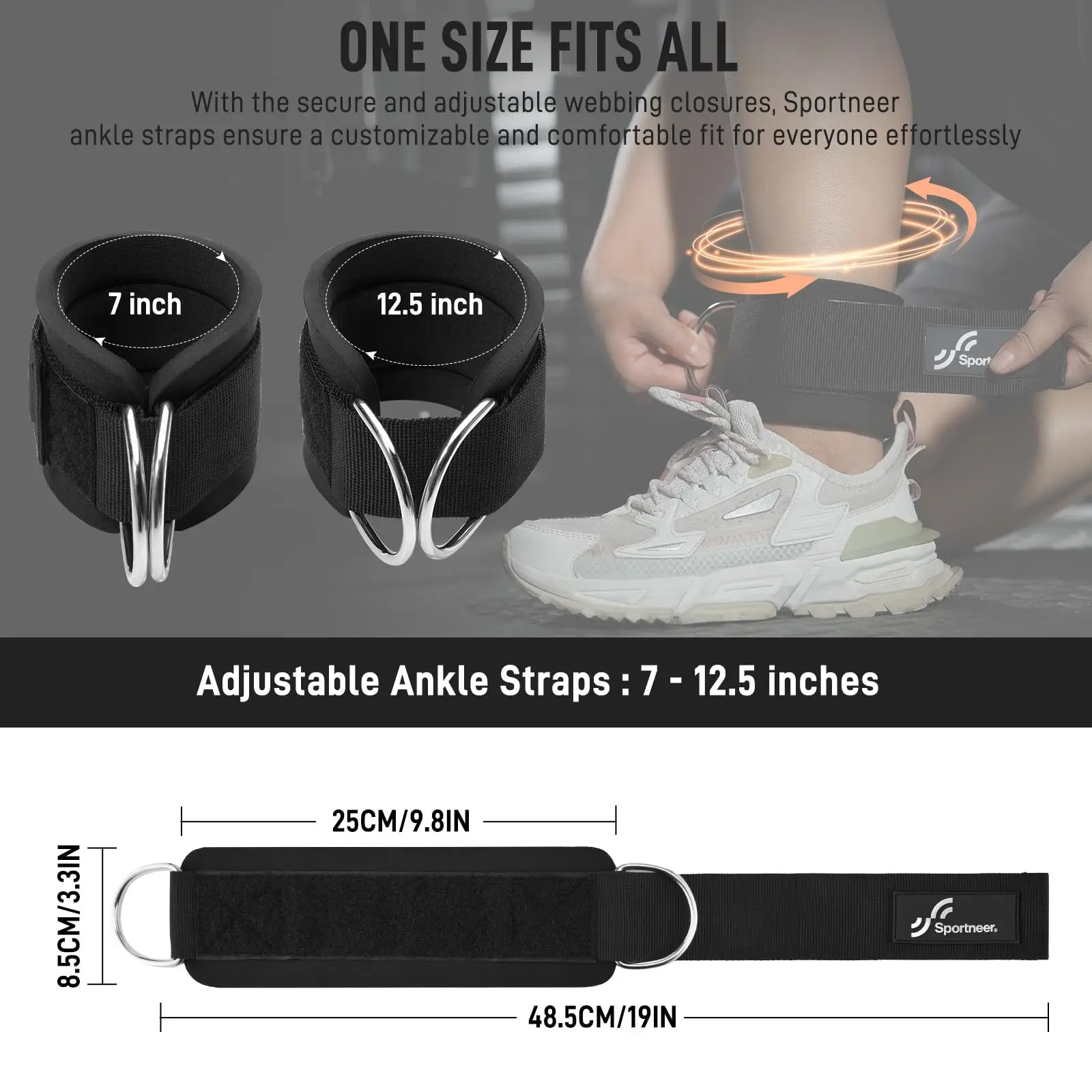 スポーツニア製、調整可能なアンクルストラップ1組。自宅やジム - Home Gym Leg Extension のレビューと価格