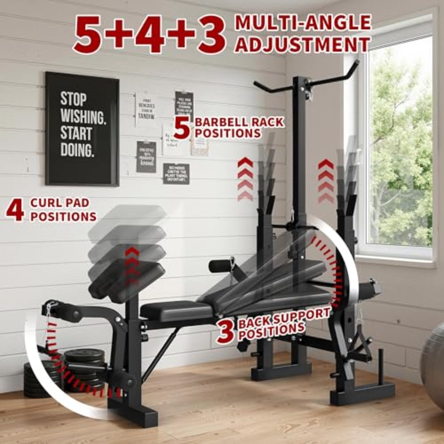 ホームジムウェイトベンチセット：スチールフレームブラック多機 - Home Gym Leg Extension のレビューと価格