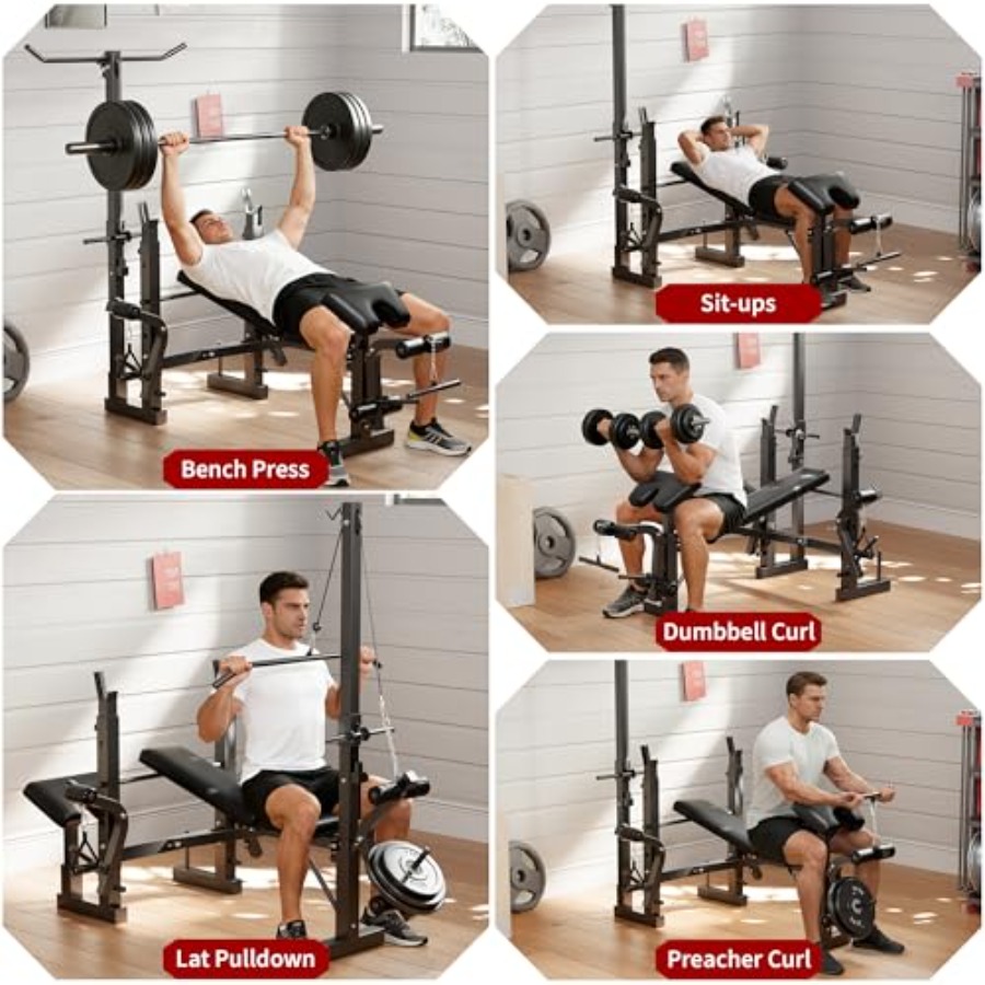 ホームジムウェイトベンチセット：スチールフレームブラック多機 - Home Gym Leg Extension のレビューと価格