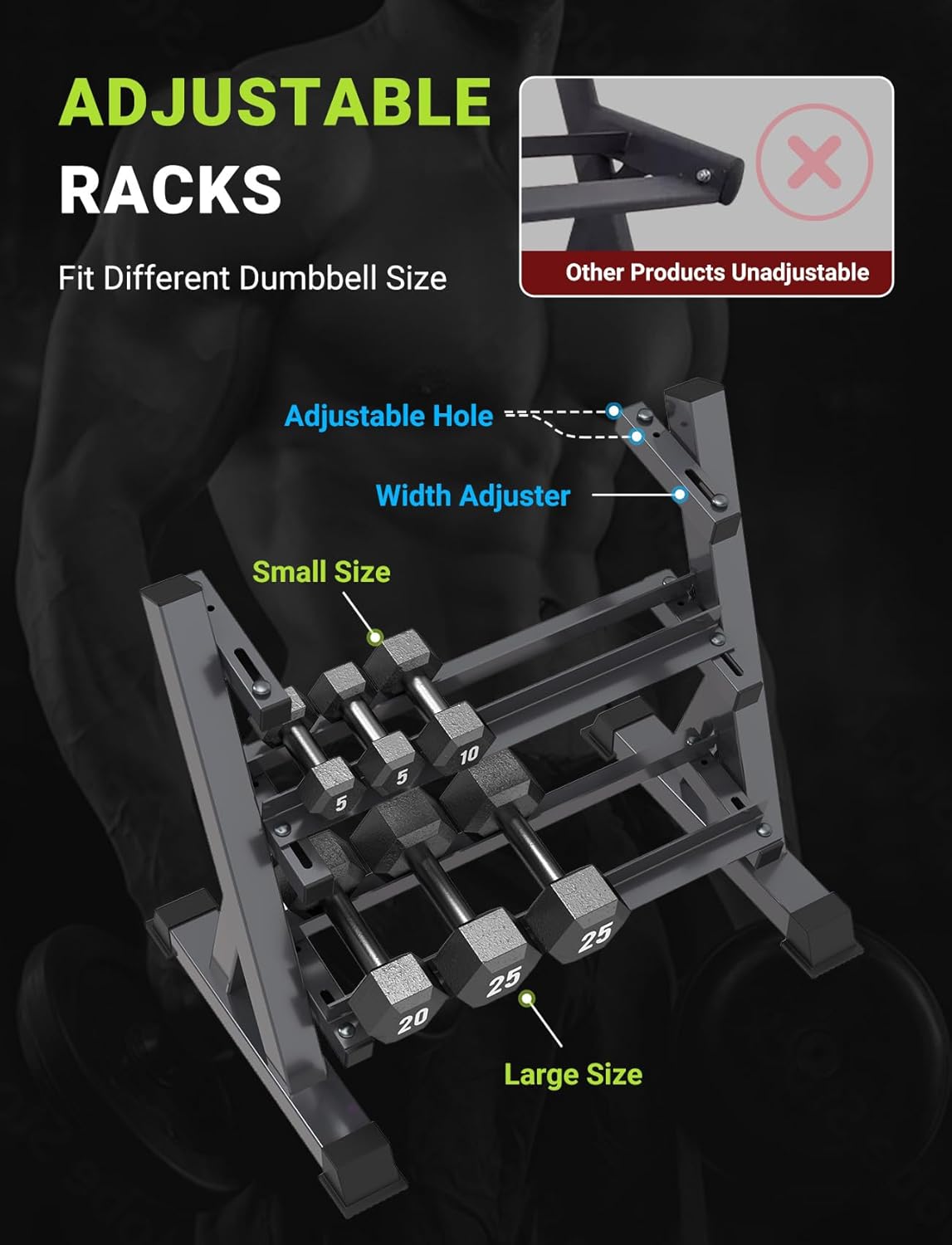 ホームジムダンベルラック、3段＆5段、コンパクト、耐荷重11 - Home Gym Usa のレビューと価格